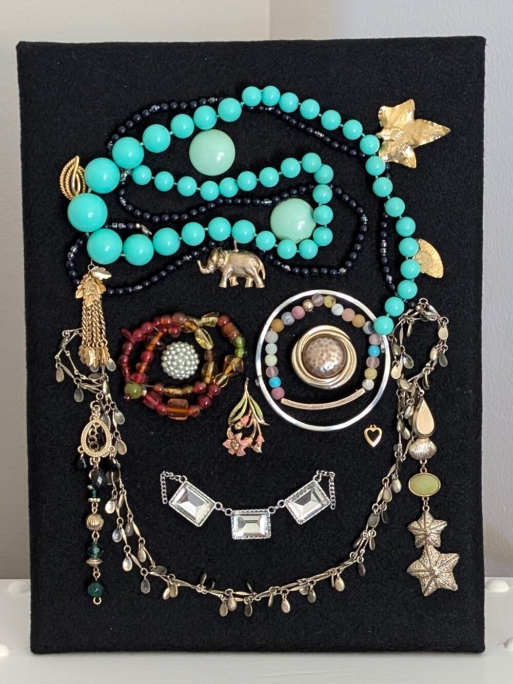 LEONA - Resting Gem Faces Handmade Upcycled Jewellery Portrait Art - Piece 6